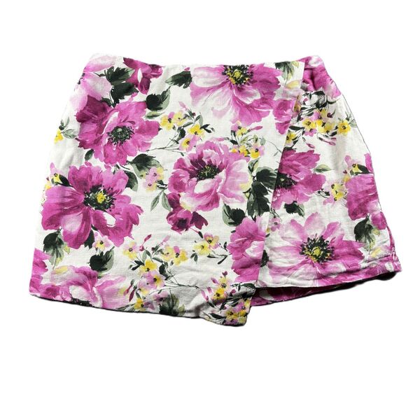 Abercrombie & Fitch Linen Blend Wrap Skort Skirt Preppy Cute Floral Medium I105 - Picture 1 of 9